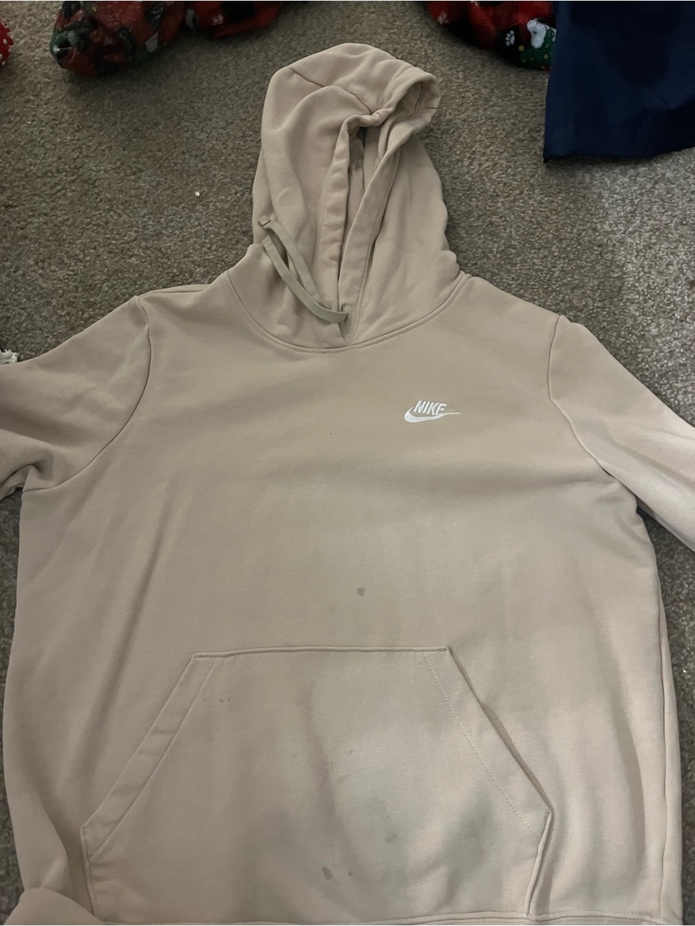 Nike Men’s Tan Pullover Hoodie with White Logo